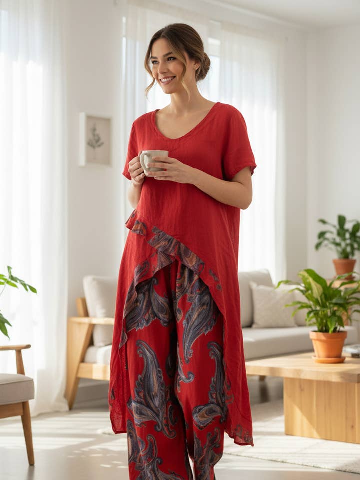 Túnica de linho com estampado floral 16005 por atacado de Shyloh