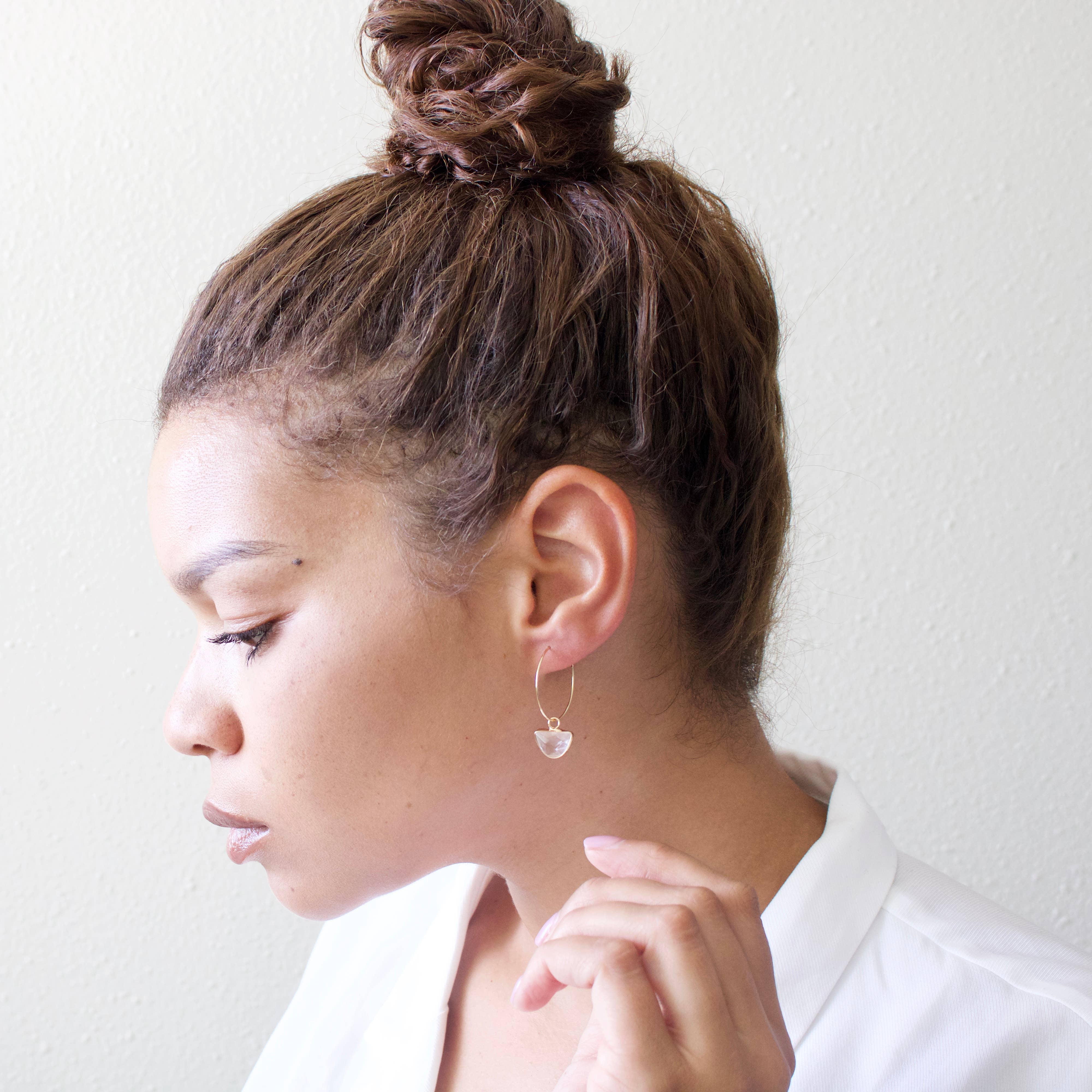 TISH jewelry - Wholesale Hoop Earrings - Aura // Clear Quartz Crystal Hoop Earrings5