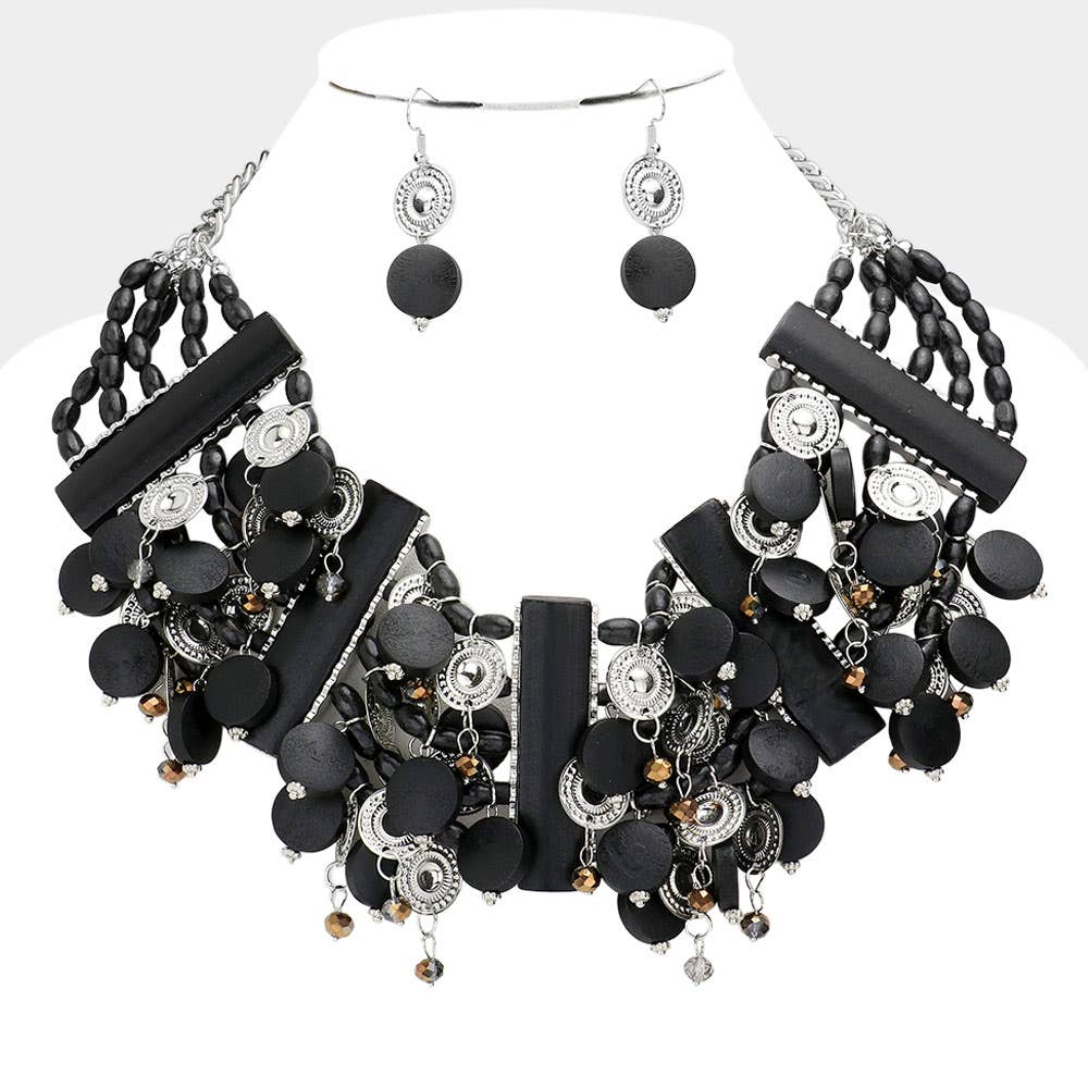 Sensibling Corp. - Wholesale Bib Necklace - Ethnic Vintage Wooden Bib Necklace2