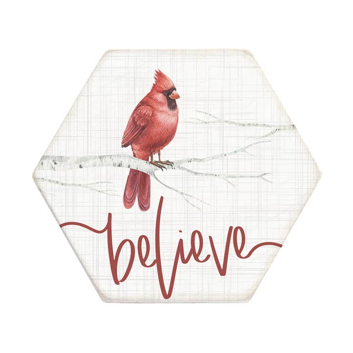 Sincere Surroundings - Wholesale Coasters - Believe Cardinal - Honeycomb Coasters
