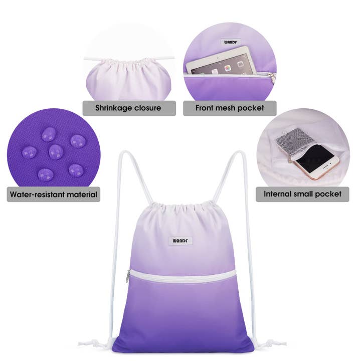 wandf - Wholesale Drawstring bag – Unisex - WANDF Drawstring Backpack Sport Yoga Gym Shopping String Bag77