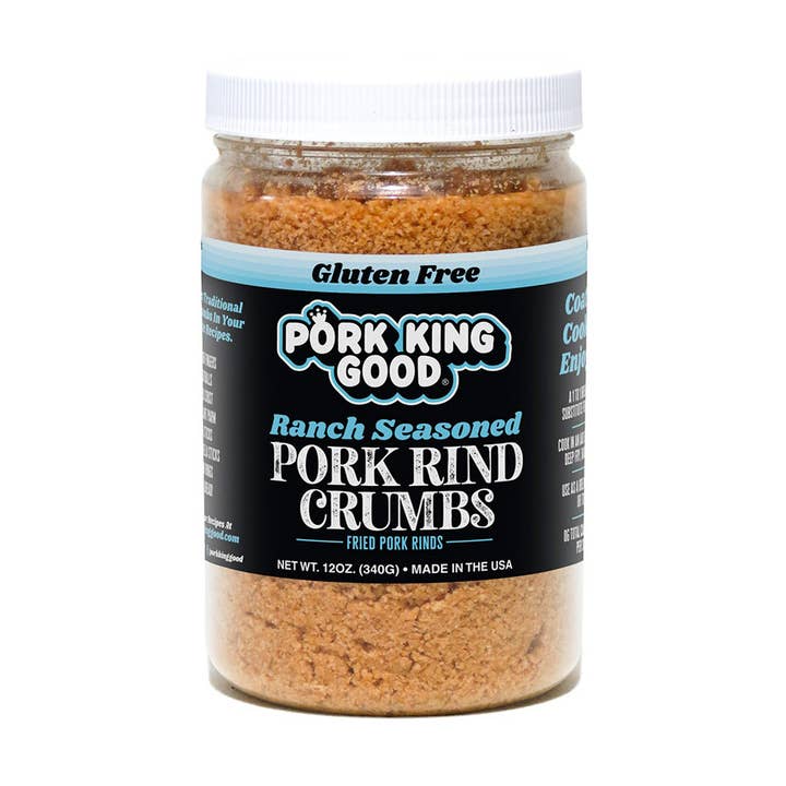 Pork King Good Ranch Pork Rinds Crumbs 12oz Jar for wholesale by Pork King Good