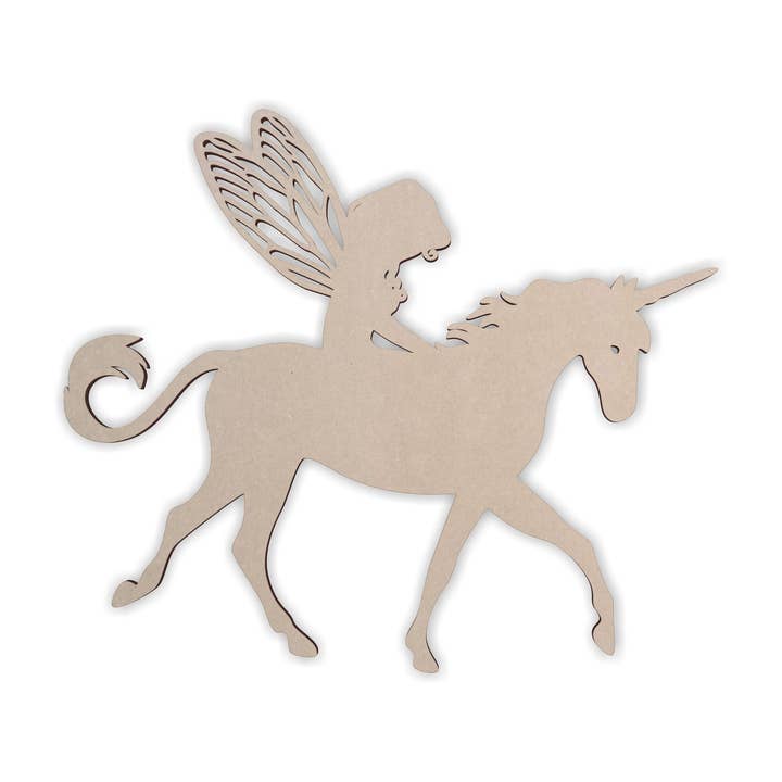 Fairy Riding Unicorn - Wooden Cutout, Wall Art, Home Decor for wholesale by Jess and Jessica
