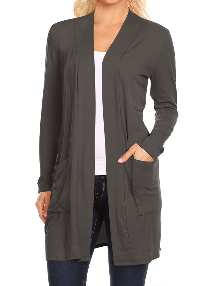 MOA COLLECTION - Wholesale Cardigan - Women's - Women's Long Sleeves Casual Solid Outerwear Sweater Cardigan5