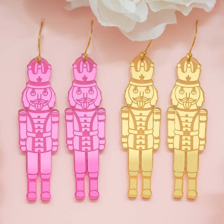 Nutcracker Earrings, Holiday Acrylic Christmas Dangles for wholesale by Momenti di Vita