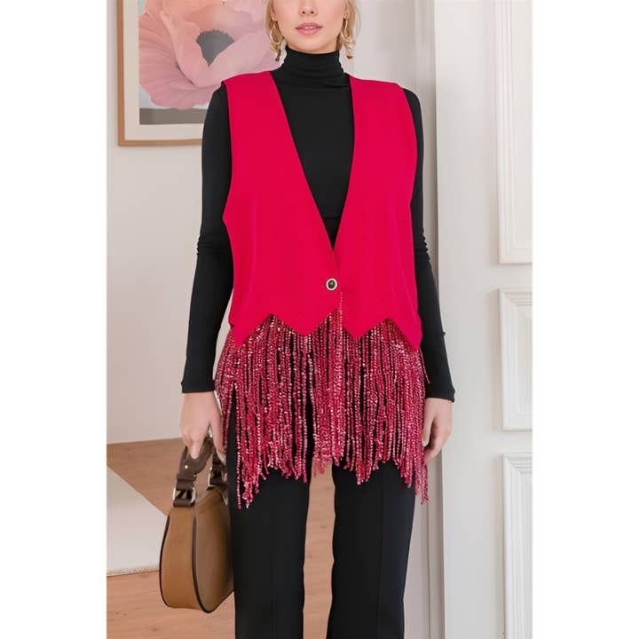 Beaded Fringe Vest for wholesale by XHHH Inc