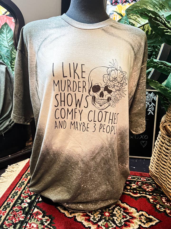Murder Show Comfy Clothes Skull Bleached Tee for wholesale by MM Custom Apparel
