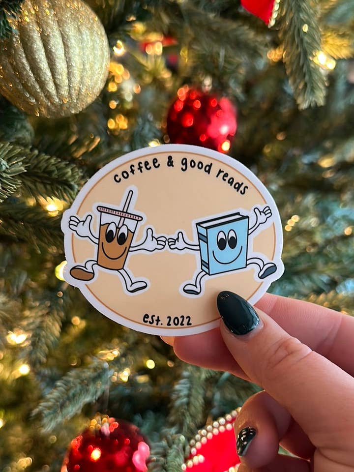 Pegatina Coffee & Good Reads Friends para venta al por mayor de Coffee & Good Reads