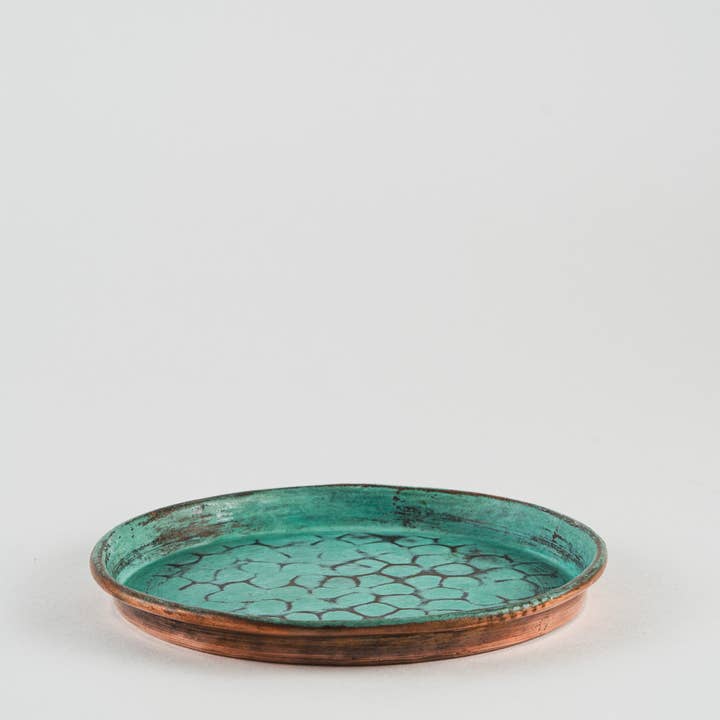 1 plato pequeño de cobre hecho a mano (cobre/aguamarina) para venta al por mayor de Guare