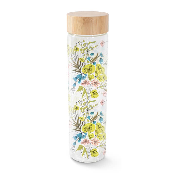 Glass Hydration Bottle - Wildflowers for wholesale by Fringe Studio