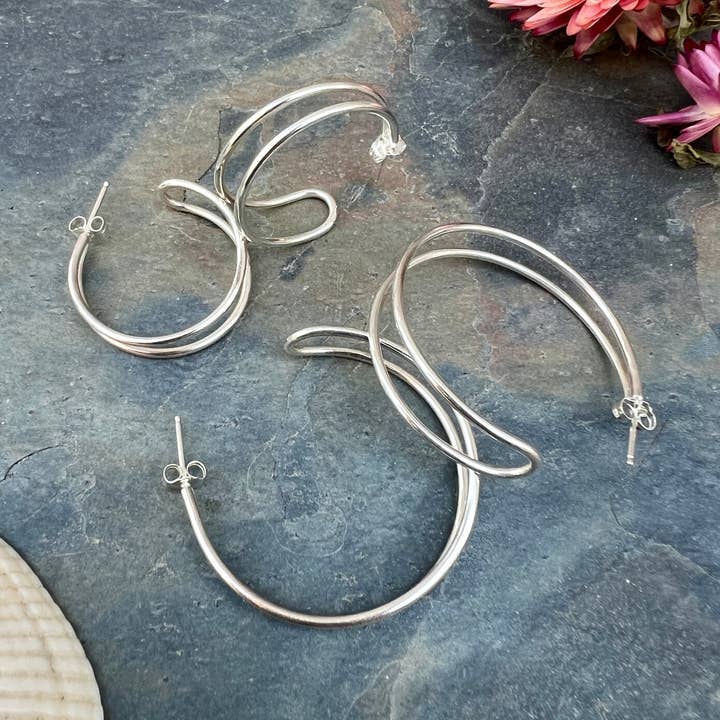 Open Water Hoops - Silver for wholesale by Midnight Pacific Studio