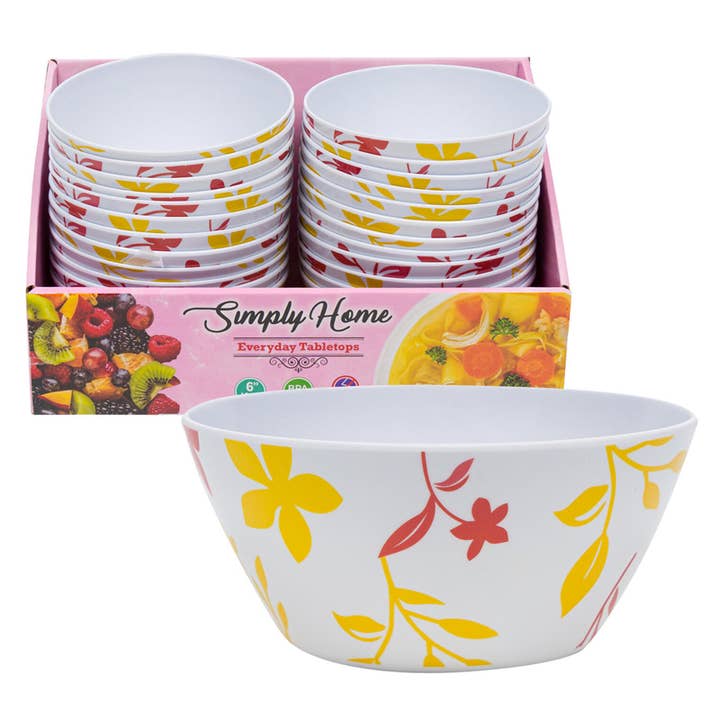 Simply Home Floral Designed Melamine Bowl - 6'' for wholesale by Deluxe Import Trading