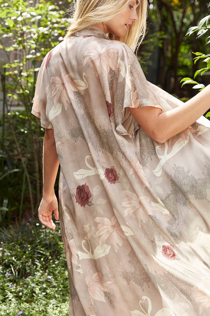 Genevie – wholesale Morgonrock - Dam – Swanlace Siden Kimono Robe1
