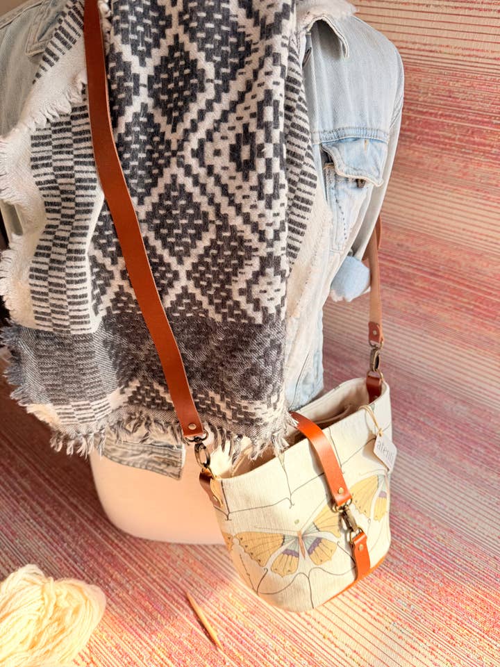 Flutter Halle Bucket Bag - Handmade USA, Art Nouveau Butterfly Crossbody for wholesale by Atenti