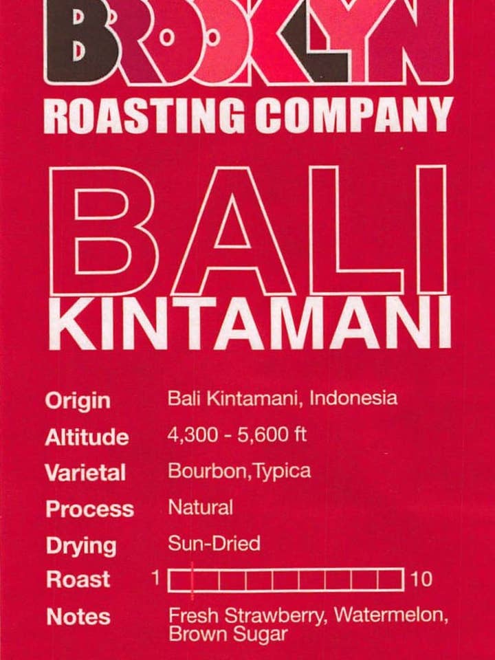 Brooklyn Roasting Company Bali 5lb Whole Bean Coffee for wholesale by Brooklyn Roasting Company
