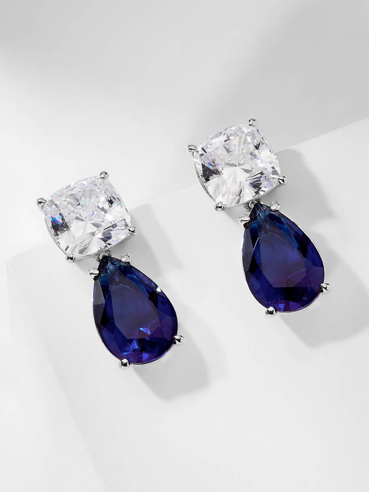 BOUCLES D'OREILLES PENDANTES ROCKSTARS BLUE PEAR pour la vente par NADRI