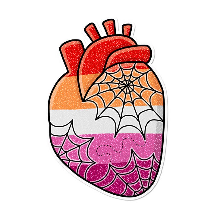 Coração Anatómico Lésbico | Autocolante Fofo e Assustador LGBTQ+ de Bruxa por atacado de That Queer Card Co