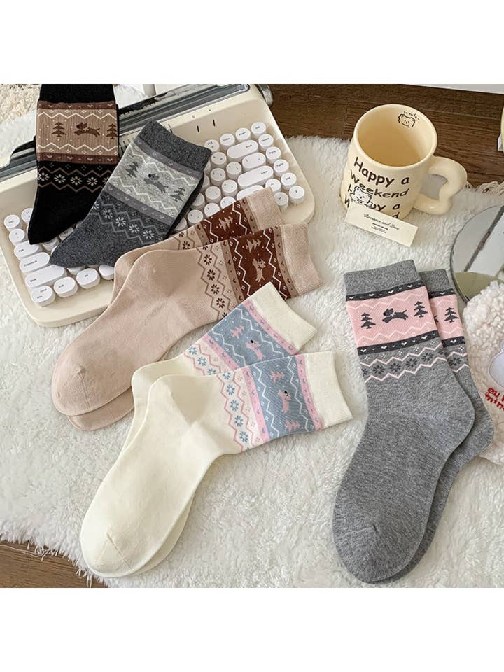 Funkyrel® Atzbranding Limited - Wholesale Socks – Women's - Rufia - Puppy Dog Pattern Cute Mid-Calf Socks6