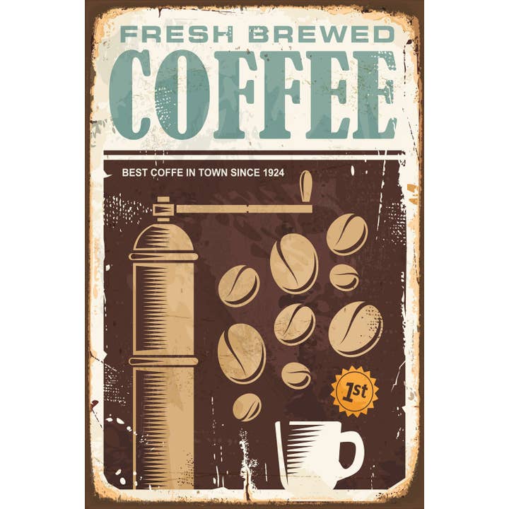 Queence - Wholesale Sign - Tin Sign - Fresh Brewed Coffee