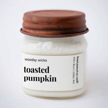 Woodsy Wicks - Wholesale Jar/Filled Candle - Toasted Pumpkin Soy Wax Farmhouse Fall Candle0