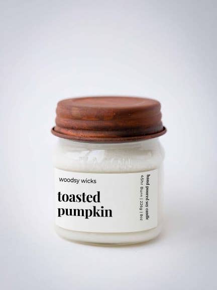 Toasted Pumpkin Soy Wax Farmhouse Fall Candle for wholesale by Woodsy Wicks