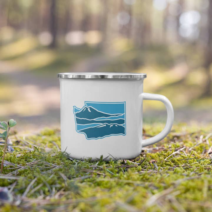 Washington Elements Cascades, Enamel Mug, 12oz for wholesale by Patchmarks