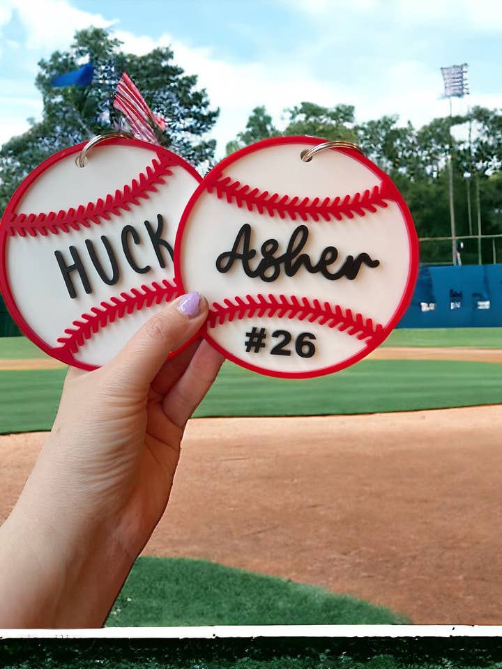 Baseball bag tag for wholesale by Sophie and Co