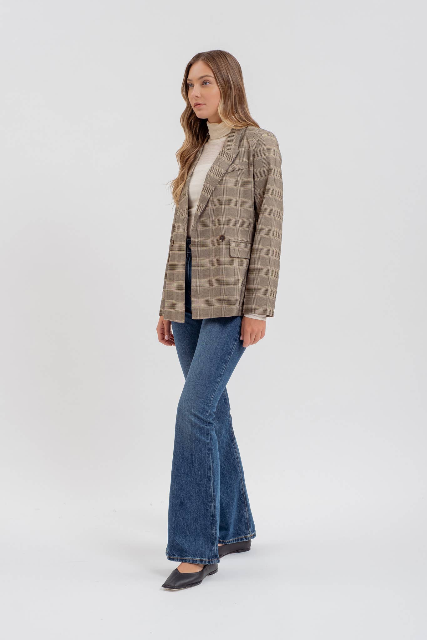 The Workshop Studio - Vente Blazer – femme - BLAZER À MANCHES LONGUES À COL À CARREAUX7