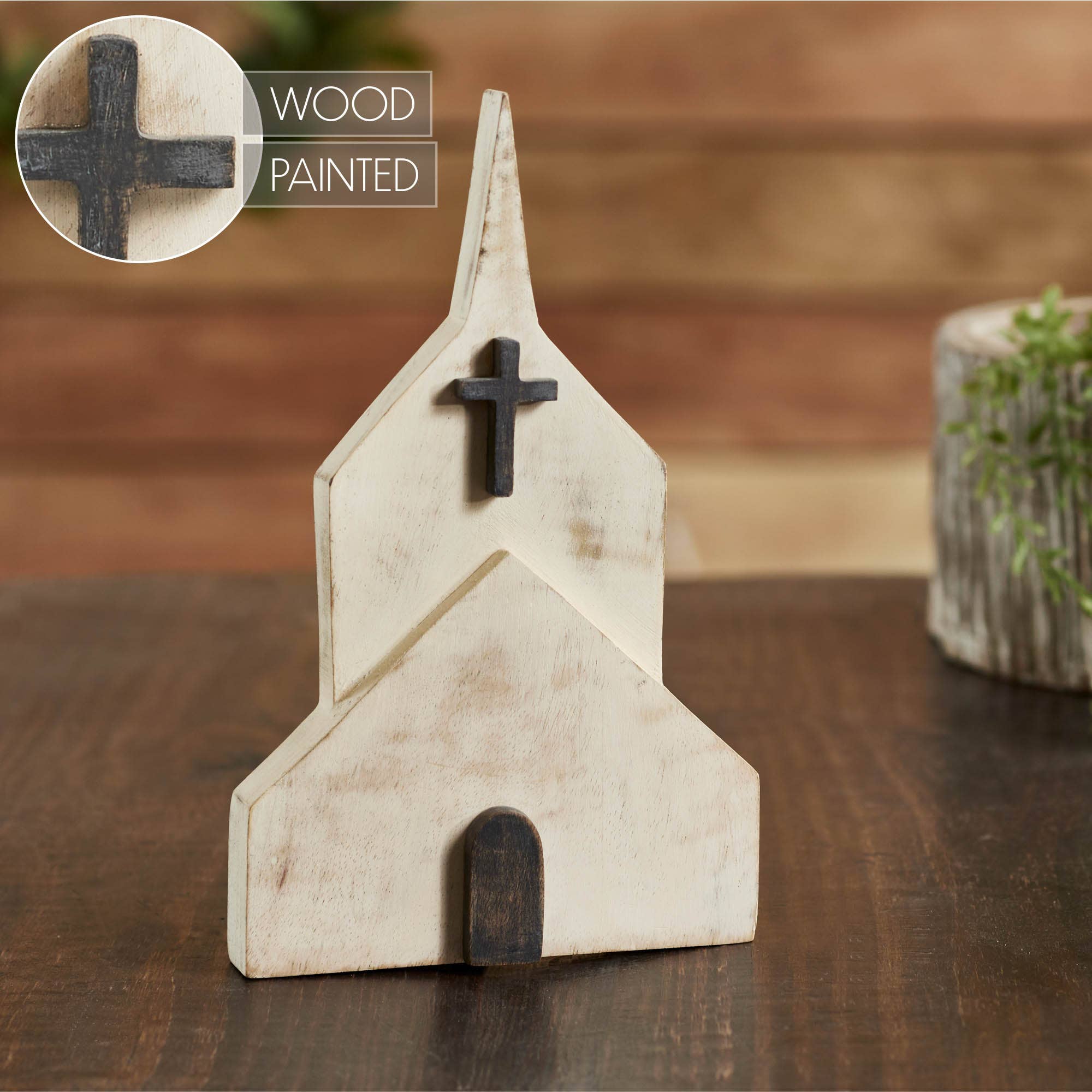 VHC Brands - Wholesale Decorative Tabletop Object - Wooden Block Church 10x6x14