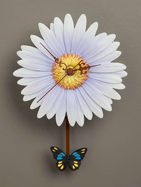 Aster With Butterfly Pendulum Clock for wholesale by Ibis and Orchid Design