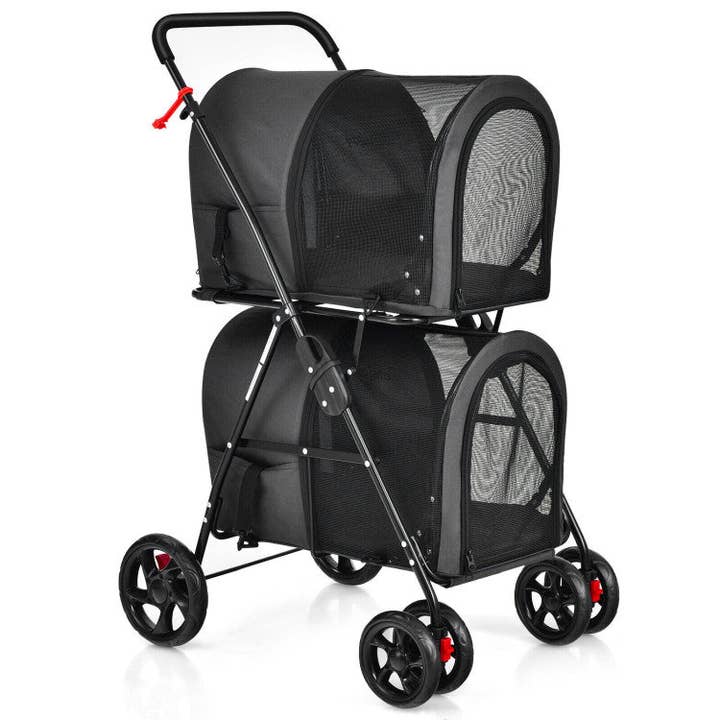 Furr-Baby Gifts - Wholesale Pet Carrier - Cat/Dog - 4-in-1 Double Pet Stroller with Detachable Carrier and Trave3