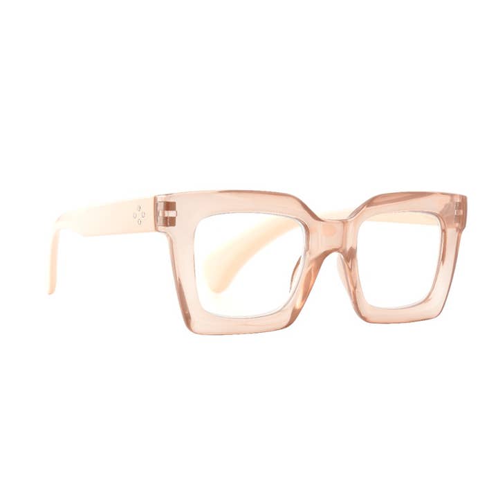 Ryan Simkhai Eyeshop - Wholesale Eyeglasses - Unisex - FIONA | Transparent Nude| Peach Temples | Blue Light