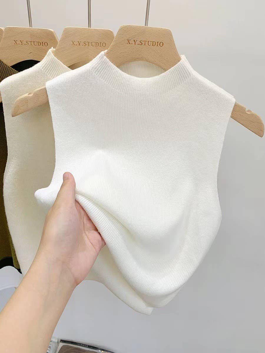 Hope & Sunshine - Wholesale Knit Top - Women's - Knit Vest Sleeveless Turtleneck Top2