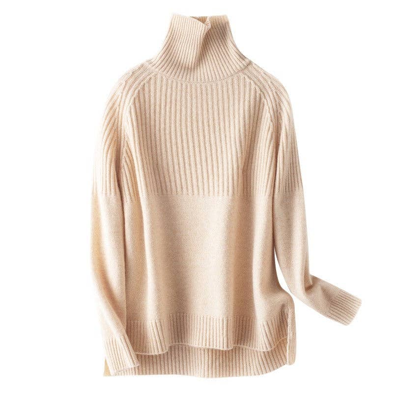 FurDecoration – wholesale Knitted jumper – Women′s – Solid Color Turtleneck Loose Plus Size Thickened Sweater4