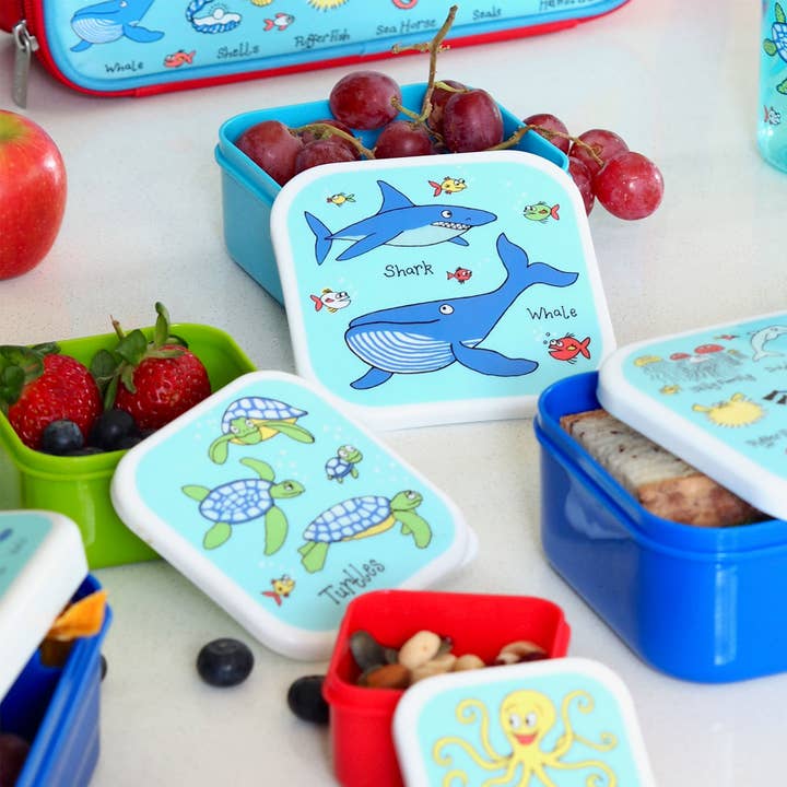 Tyrrell Katz - Wholesale Lunch Bag/Box - Kids - Set of 4 Ocean Snack Boxes for Kids