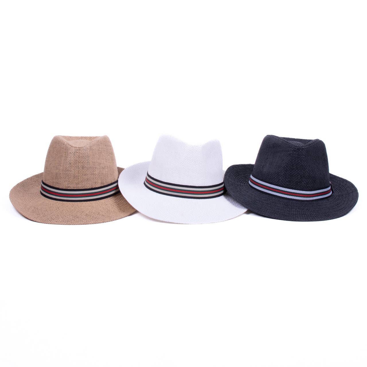 Selini New York - Wholesale Fedora - Men's - Men's Tri-Color Banded Wide Brim Fashion Fedora Hat-FSS171289