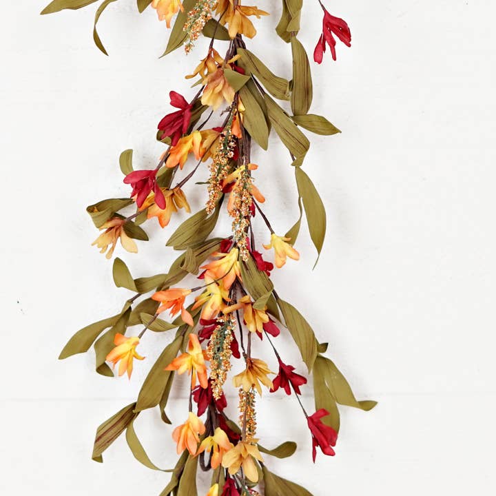 Impressive Enterprises, Inc. - Wholesale Bunting/Garland - 530161- 4ft Garland-Orange Burgundy wild flower with heather3