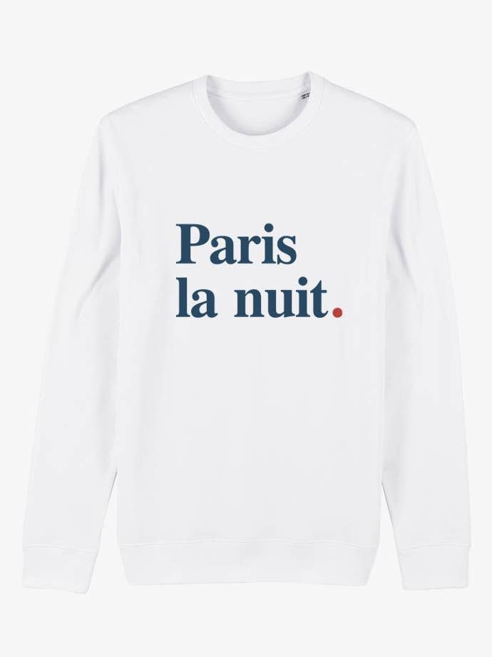 Sweatshirt femme - Paris la nuit - Blanc pour la vente par Koloris