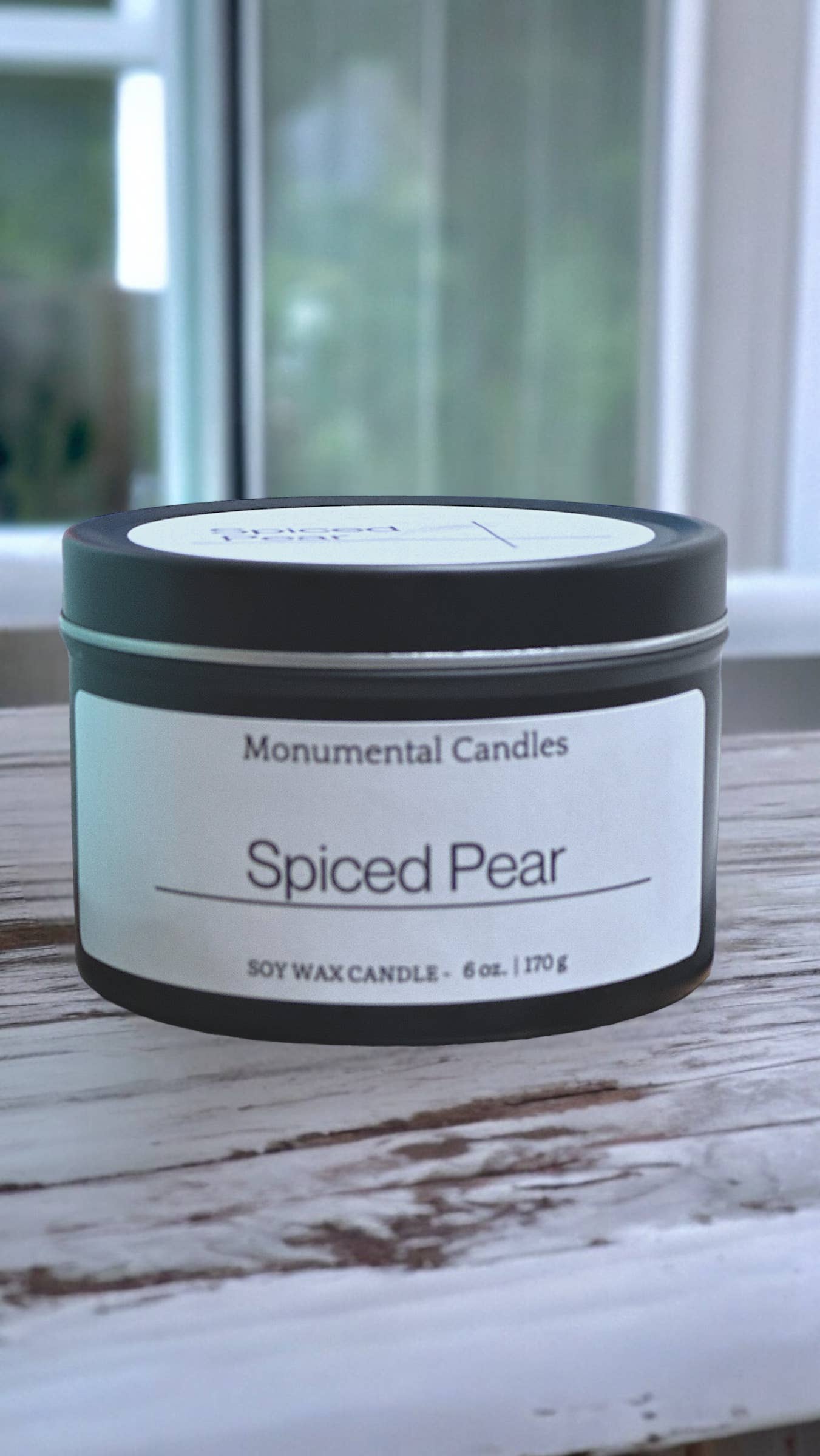 Monumental Candles LLC – Velas de viagem por atacado – Frasco de lata preto fosco 6 oz pêra temperada1