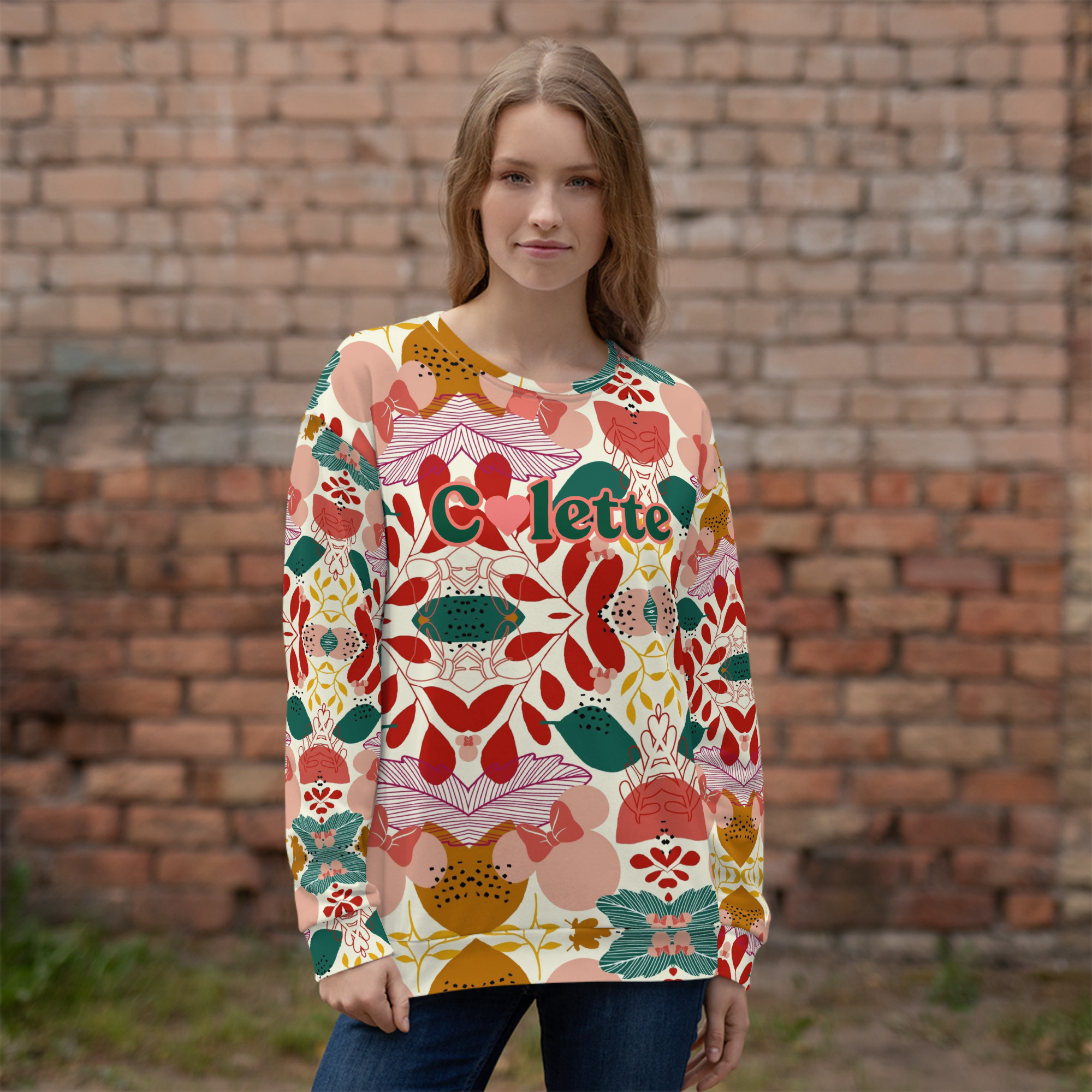 Colette - Vente Sweat-shirt à imprimés – femme - Sweat-shirt unisexe à col ras du cou avec imprimé multicolore2