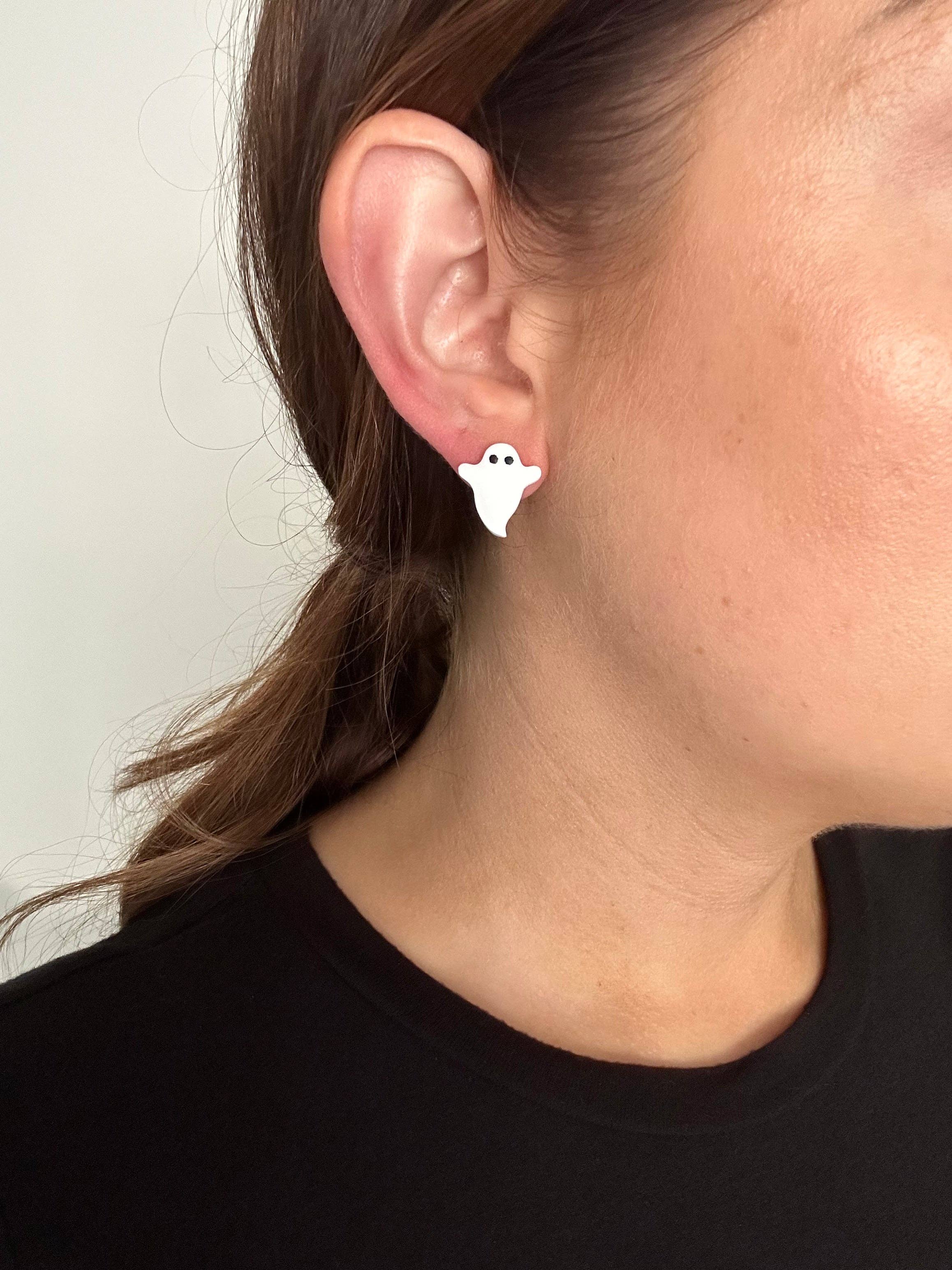 Mellow Dove Designs - Venta al por mayor Pendientes de botón/aretes de poste - Paquete de pendientes de arcilla Ghost + Pumpkin (CLÁSICO) | Pendientes de arcilla para Halloween2