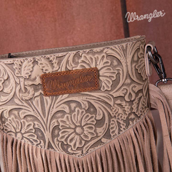 South End Clothing and Apparel L.L.C - Wholesale Crossbody Bag - Women's - Wrangler Vintage Floral Embossed Fringe Crossbody