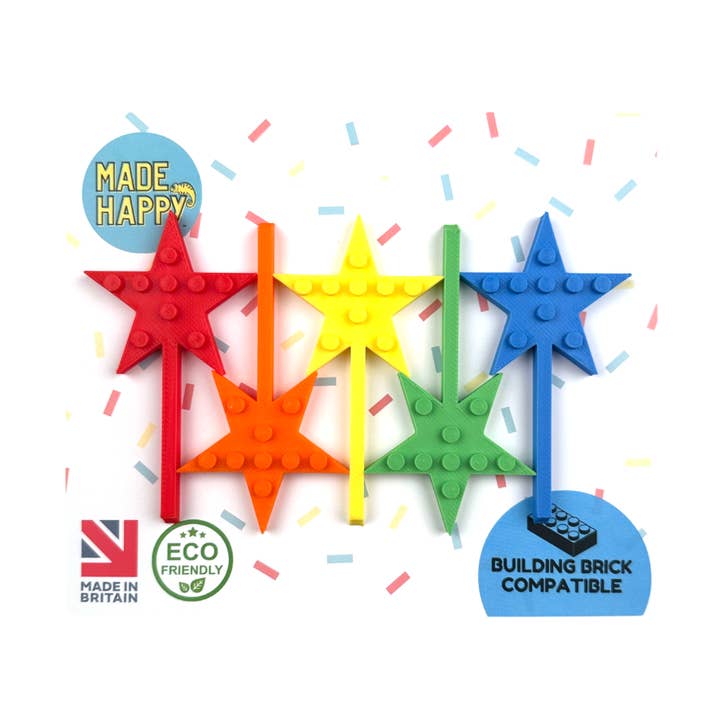 5 Pack of Cupcake Stars Compatible with LEGO® Bricks for wholesale by Made Happy Gifts