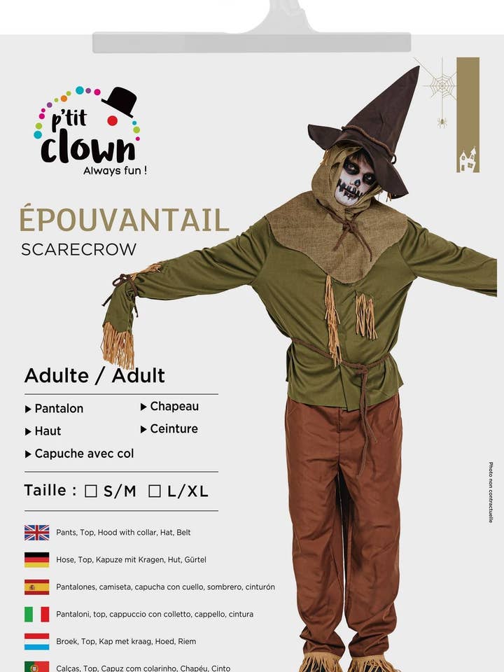 Costume Spaventapasseri - Adulto - S/M per la vendita all'ingrosso da parte di P'tit Clown