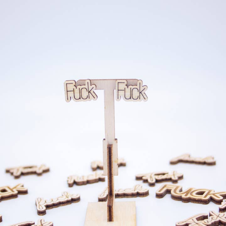 LNZ Custom Design - Wholesale Stud/Post Earrings - Fuck Studs - Wood Earrings - Laser Cut