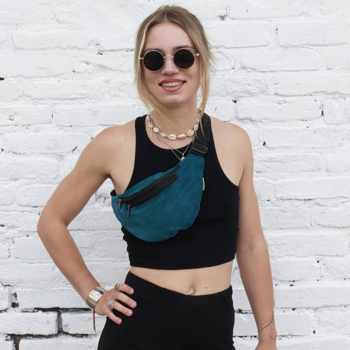 Tribal Trade GmbH - Wholesale Belt Bag - Unisex - Lou Cord blue-petrol fanny pack waist bag8