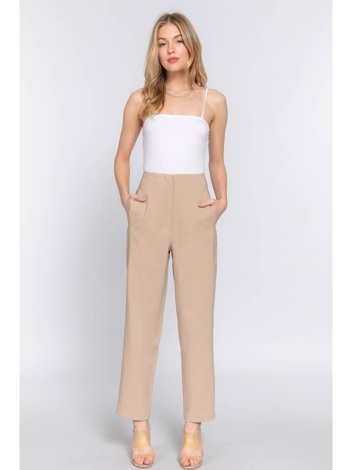 Active Basic | Active USA - Wholesale Pants - Women's - High Waist Pintuck Detail Long Pants18