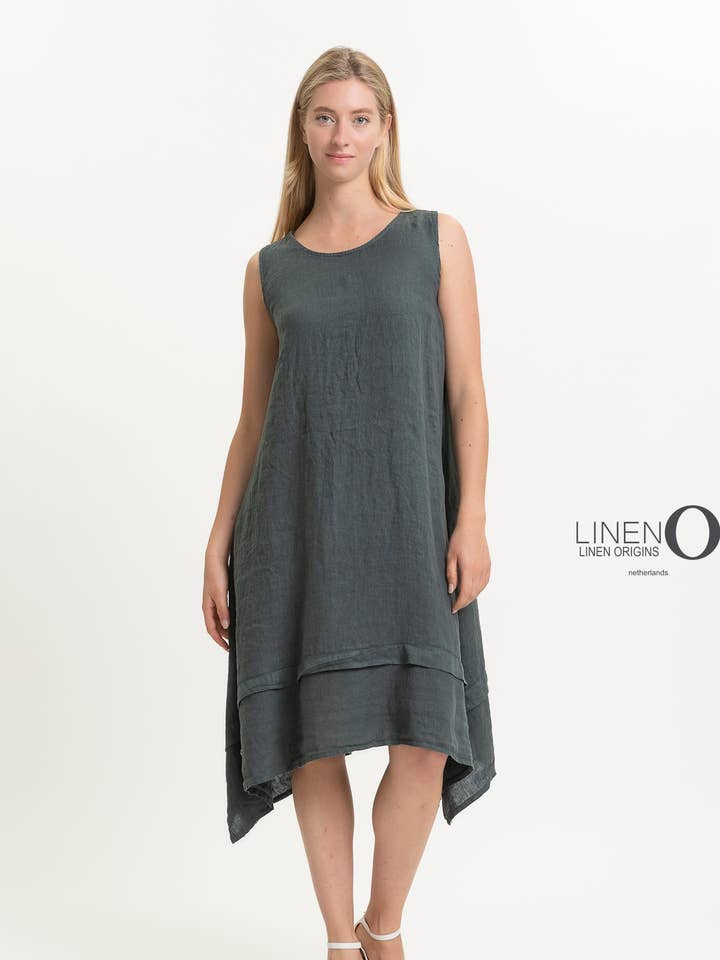 SS25 - Vestido de Lino Francés Lino O (TP1543-201) para venta al por mayor de LINEN LUV