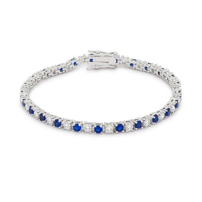 Sapphire Blue Cubic Zirconia Tennis Bracelet for wholesale by JewelScent