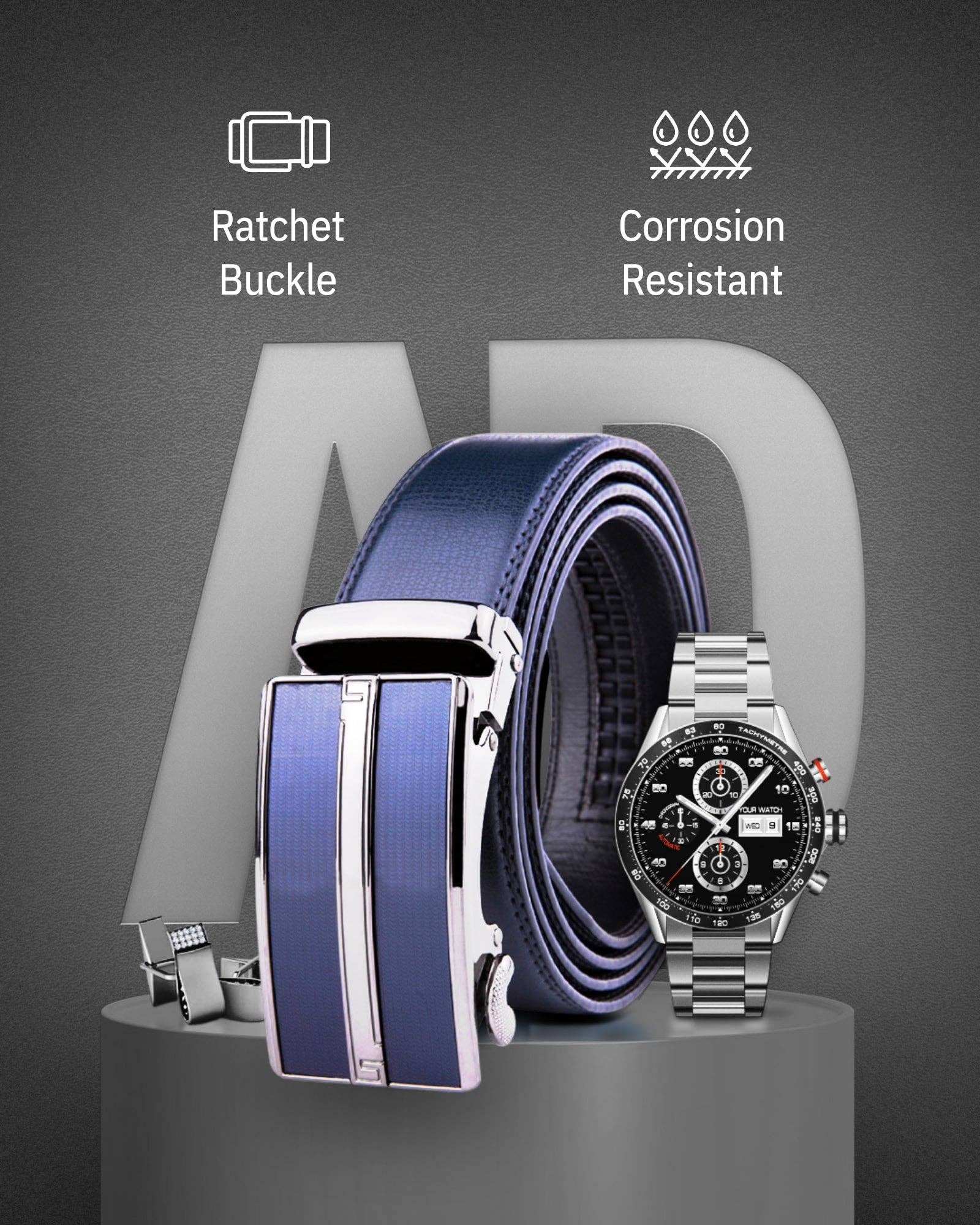 Access Denied Accessories - Venta al por mayor Cinturón - Hombre - Cinturones de Cuero con Trinquete para Hombre con Hebilla Deslizante Automática30